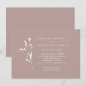 Eenvoudige Elegant Floral Dusty Mauve Ivory Weddin Kaart (Voorkant / Achterkant)