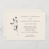 Eenvoudige Elegant Floral Ivory Black Twing Weddin Kaart (Voorkant / Achterkant)