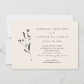 Eenvoudige Elegant Floral Ivory Black Twing Weddin Kaart (Voorkant)