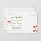 Eenvoudige Elegant Floral Poppies sparen de Datum Kaart (Achterkant)