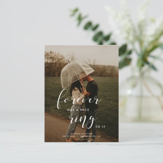 Eenvoudige elegant Forever heeft een mooie ring va Aankondigingskaart (Staand voorkant)