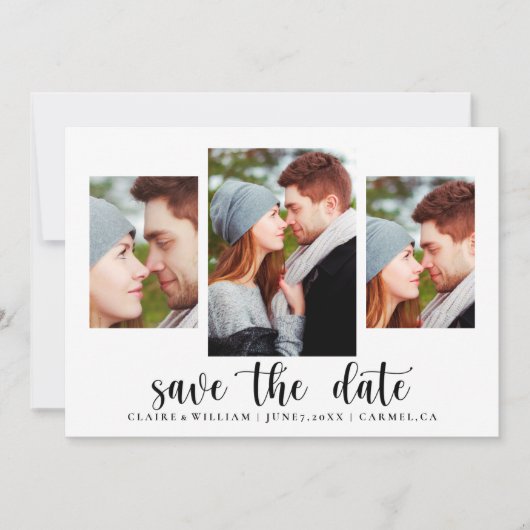 Eenvoudige Elegant Foto Collage Save the Date Kaar (Voorkant)