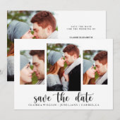 Eenvoudige Elegant Foto Collage Save the Date Kaar (Voorkant / Achterkant)