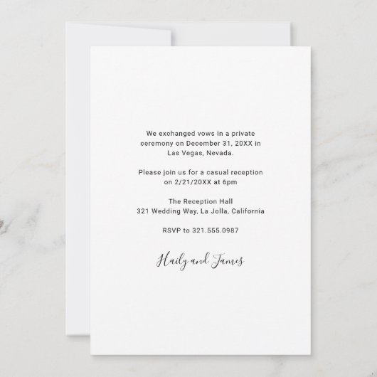 Eenvoudige elegant foto Moderne bruiloft Kaart (Achterkant)