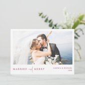 Eenvoudige Elegant Foto Passen getrouwd Kerst Feestdagenkaart (Staand voorkant)