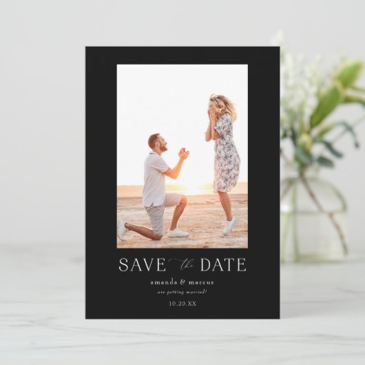 Eenvoudige Elegant Foto slaat de datum op Kaart (Staand voorkant)