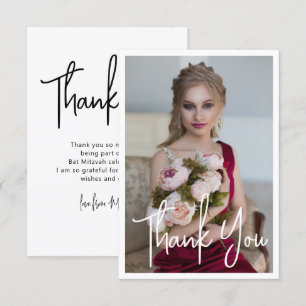 Eenvoudige Elegant foto van Mitzvah Birthday Bedankkaart