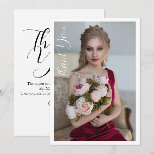 Eenvoudige Elegant foto van Mitzvah Birthday Bedankkaart