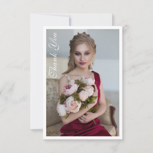 Eenvoudige Elegant foto van Mitzvah Birthday Bedankkaart (Voorkant)