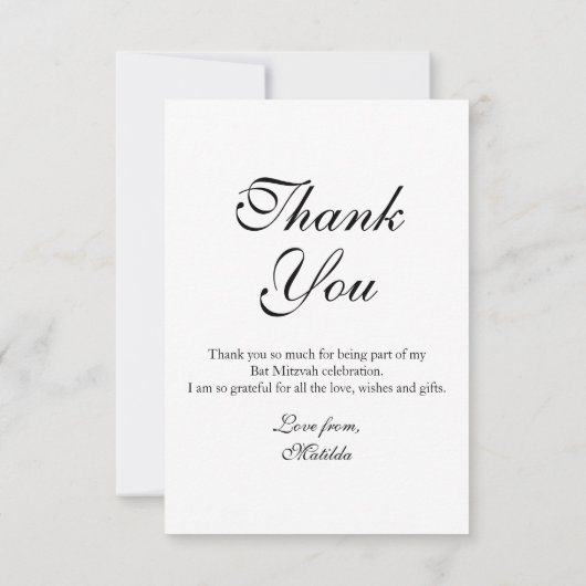 Eenvoudige Elegant foto van Mitzvah Birthday Bedankkaart (Achterkant)