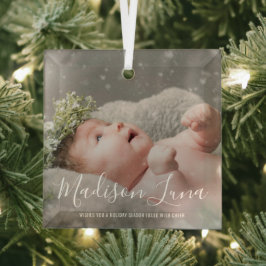 Eenvoudige Elegant-fotobaby voor het eerst kerstmi Glas Ornament