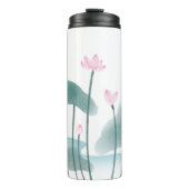 Eenvoudige Elegant Freehand Waterverf Lotus Flower Thermosbeker (Voorkant)