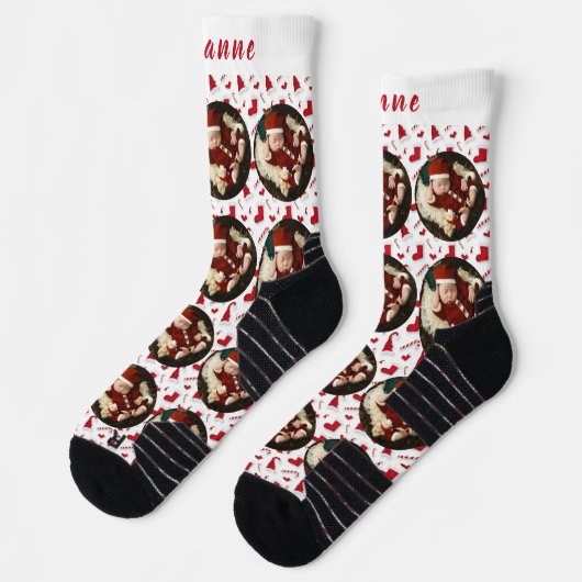 Eenvoudige Elegant Funny Christmas Family Foto Sok (Links)