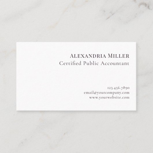 Eenvoudige Elegant Gecertificeerde Publieke Accoun Visitekaartje (Voorkant)