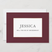 Eenvoudige Elegant Gold Burgundy Wine Bridesmaid C Save The Date (Voorkant)