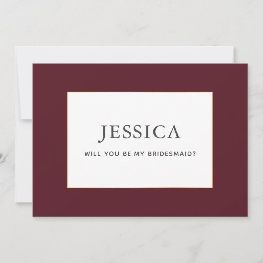 Eenvoudige Elegant Gold Burgundy Wine Bridesmaid C Save The Date (Voorkant)