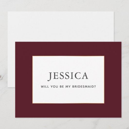 Eenvoudige Elegant Gold Burgundy Wine Bridesmaid C Save The Date (Voorkant / Achterkant)
