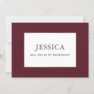 Eenvoudige Elegant Gold Burgundy Wine Bridesmaid C Save The Date