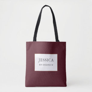 Eenvoudige Elegant Gold Burgundy Wine Bridesmaid Tote Bag