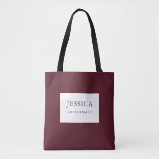 Eenvoudige Elegant Gold Burgundy Wine Bridesmaid Tote Bag
