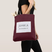 Eenvoudige Elegant Gold Burgundy Wine Bridesmaid Tote Bag (Dichtbij)