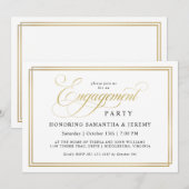Eenvoudige Elegant Gold Calligraphy Engagement Par Kaart (Voorkant / Achterkant)