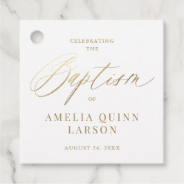 Eenvoudige Elegant Gold Calligraphy Script Baptism Bedankjes Labels