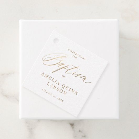 Eenvoudige Elegant Gold Calligraphy Script Baptism Bedankjes Labels (In situ)