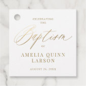 Eenvoudige Elegant Gold Calligraphy Script Baptism Bedankjes Labels (Voorkant)