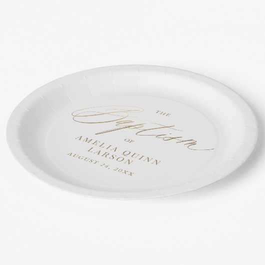 Eenvoudige Elegant Gold Calligraphy Script Baptism Papieren Bordje (Gekanteld)