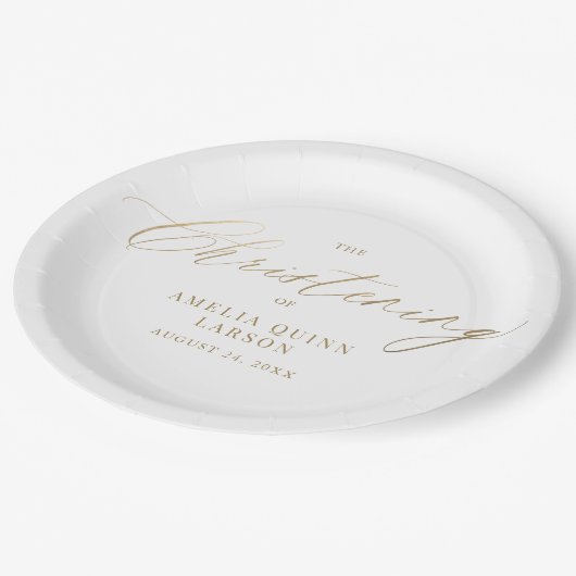 Eenvoudige Elegant Gold Calligraphy Script Baptism Papieren Bordje (Gekanteld)