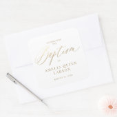 Eenvoudige Elegant Gold Calligraphy Script Baptism Vierkante Sticker (Envelop)