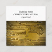 Eenvoudige Elegant Gold Circuit Board High-Tech Se Vierkante Visitekaartje (Voorkant)