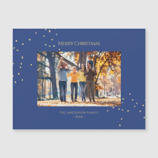 Eenvoudige Elegant Gold Confetti Vakantie Fotokaar (Voorkant)