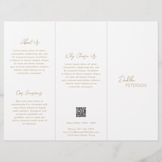 Eenvoudige Elegant Gold Contemmodern QR-code Moder Flyer (Voorkant)