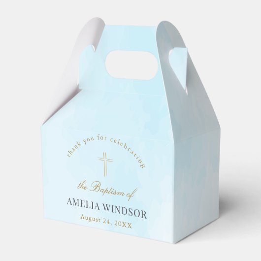 Eenvoudige Elegant Gold Cross Baptisme Christening Bedankdoosjes (Voorkant Zijde)