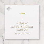 Eenvoudige Elegant Gold Cross Baptisme Christening Bedankjes Labels (Voorkant)