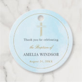 Eenvoudige Elegant Gold Cross Baptisme Christening Bedankjes Labels (Voorkant)