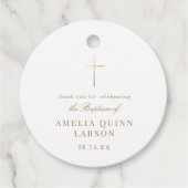 Eenvoudige Elegant Gold Cross Baptisme Christening Bedankjes Labels (Voorkant)