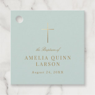 Eenvoudige Elegant Gold Cross Baptisme Christening Bedankjes Labels