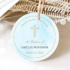 Eenvoudige Elegant Gold Cross Baptisme Christening Bedankjes Labels