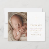 Eenvoudige Elegant Gold Cross Baptisme Christening Bedankkaart (Voorkant)