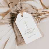 Eenvoudige Elegant Gold Cross Baptisme Christening Cadeaulabel