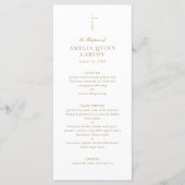 Eenvoudige Elegant Gold Cross Baptisme Christening Menu (Voorkant)