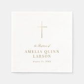 Eenvoudige Elegant Gold Cross Baptisme Christening Servet (Voorkant)