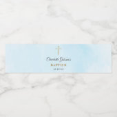 Eenvoudige Elegant Gold Cross Baptisme Christening Waterfles Etiket (Enkel label)