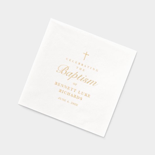 Eenvoudige Elegant Gold Cross-Baptisme Folie Servetten (Links)
