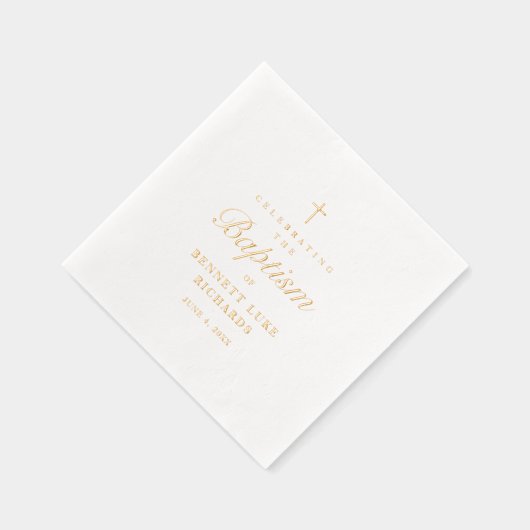 Eenvoudige Elegant Gold Cross-Baptisme Folie Servetten (Rechts)