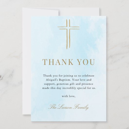 Eenvoudige Elegant Gold Cross-Baptisme Hartelijk d Kaart (Voorkant)