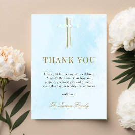 Eenvoudige Elegant Gold Cross-Baptisme Hartelijk d Kaart